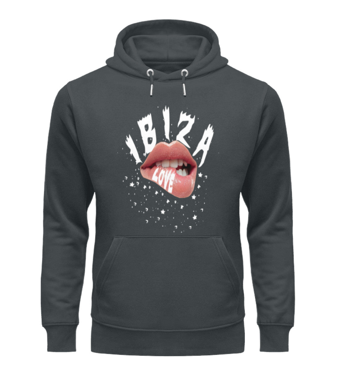 Unisex Premium Bio Hoodies Damen in IndiaI Ink Grey-7147 mit IBIZA Aufdruck