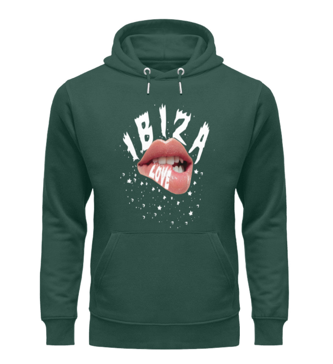 Unisex Premium Bio Hoodies Damen in Glazed Green-7112 mit IBIZA Aufdruck