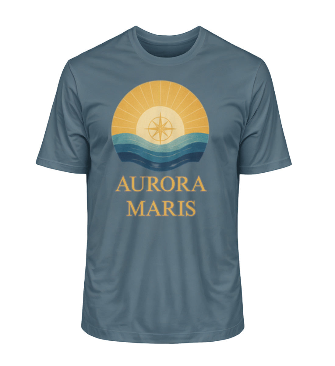 Maritimes Herren Organic Shirt mit AURORA MARIS-(Morgendämmerung des Meeres) Aufdruck in Königsblau (Stargazer-6895) von www.digiuliano.com