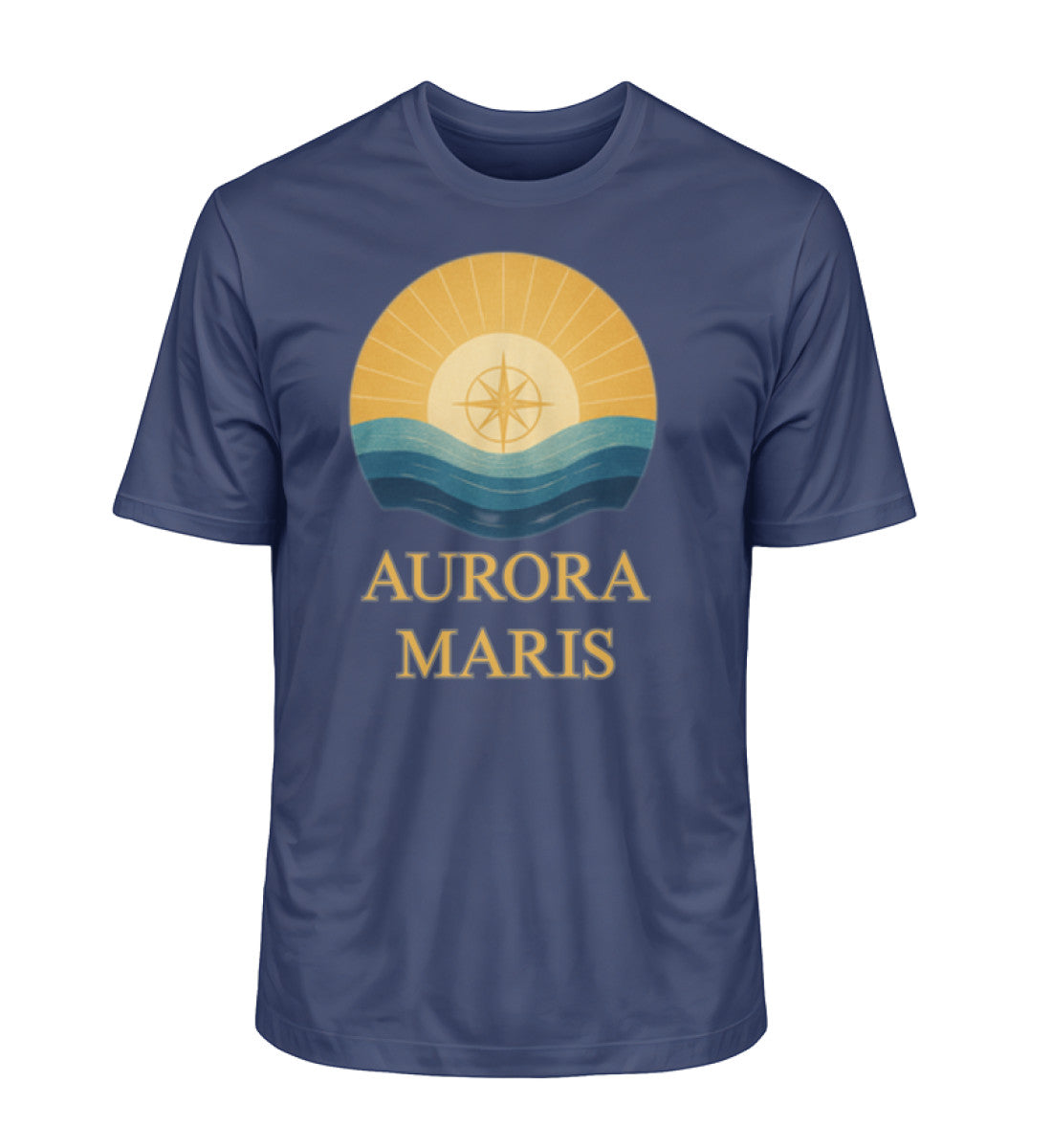 Maritimes Herren Organic Shirt mit AURORA MARIS-(Morgendämmerung des Meeres) Aufdruck in Marine (French Navy-6057) von www.digiuliano.com
