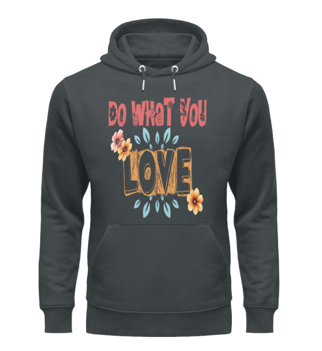 Unisex Organic Hoodies Damen in India Ink Grey-7147 mit DO-WHAT-YOU-LOVE Aufdruck