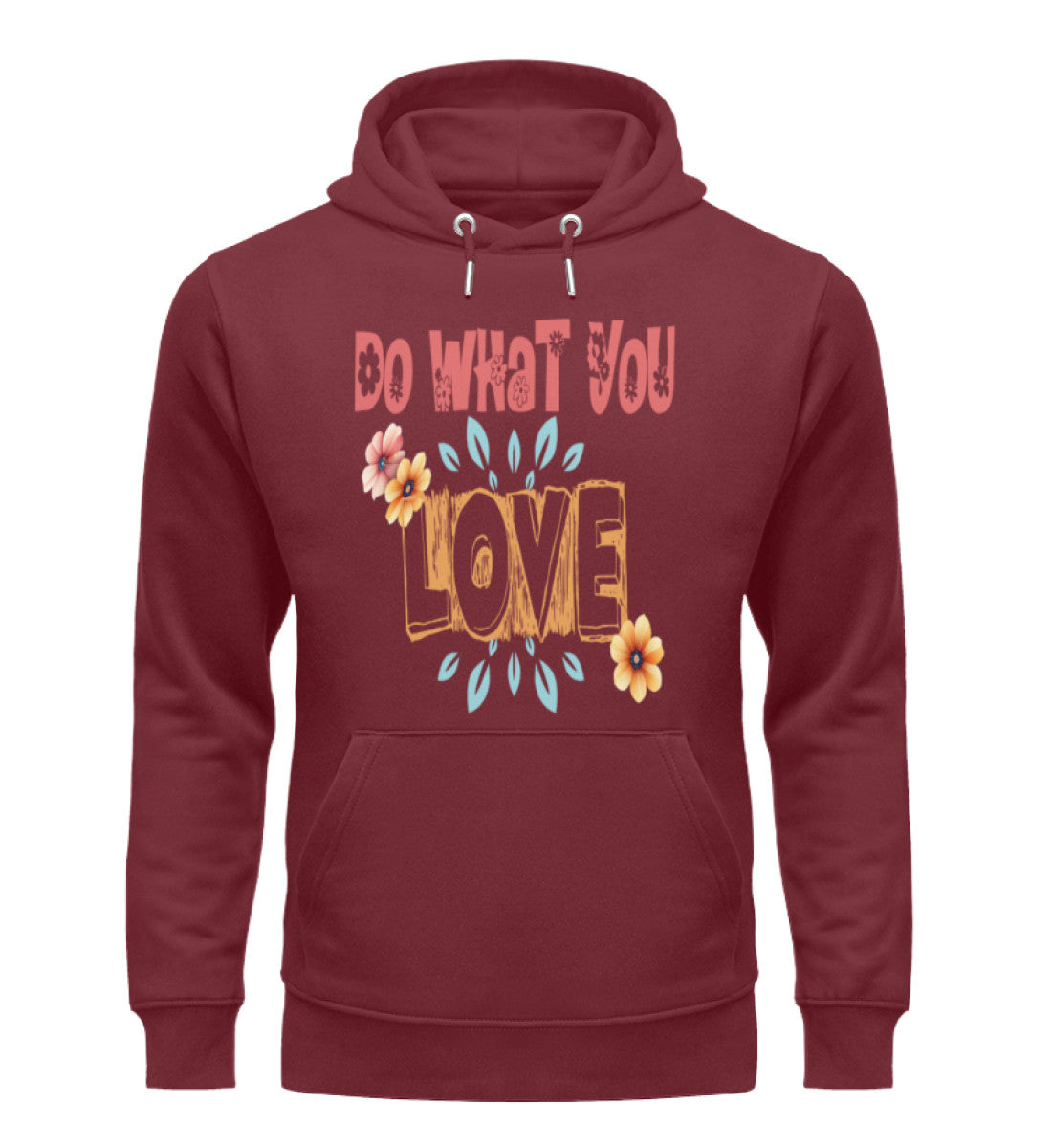 Unisex Organic Hoodies Damen in Burgundy-6883 mit DO-WHAT-YOU-LOVE Aufdruck