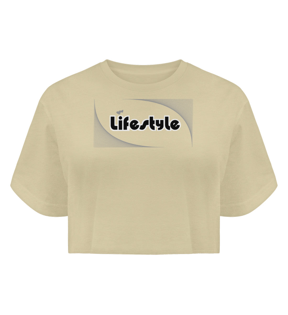 Boyfriend Organic Crop Top-Lifestyle in Natura Raw-7131 mit LIFESTYLE Aufdruck von www.digiuliano.com