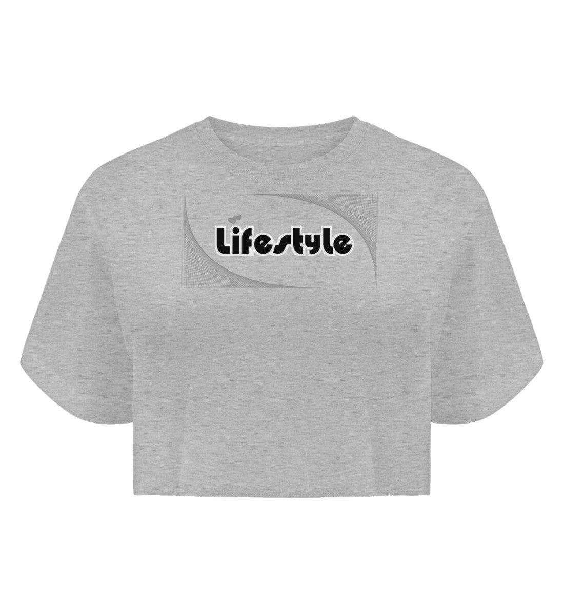 Boyfriend Organic Crop Top-Lifestyle in Heather Grey-68 mit LIFESTYLE Aufdruck von www.digiuliano.com