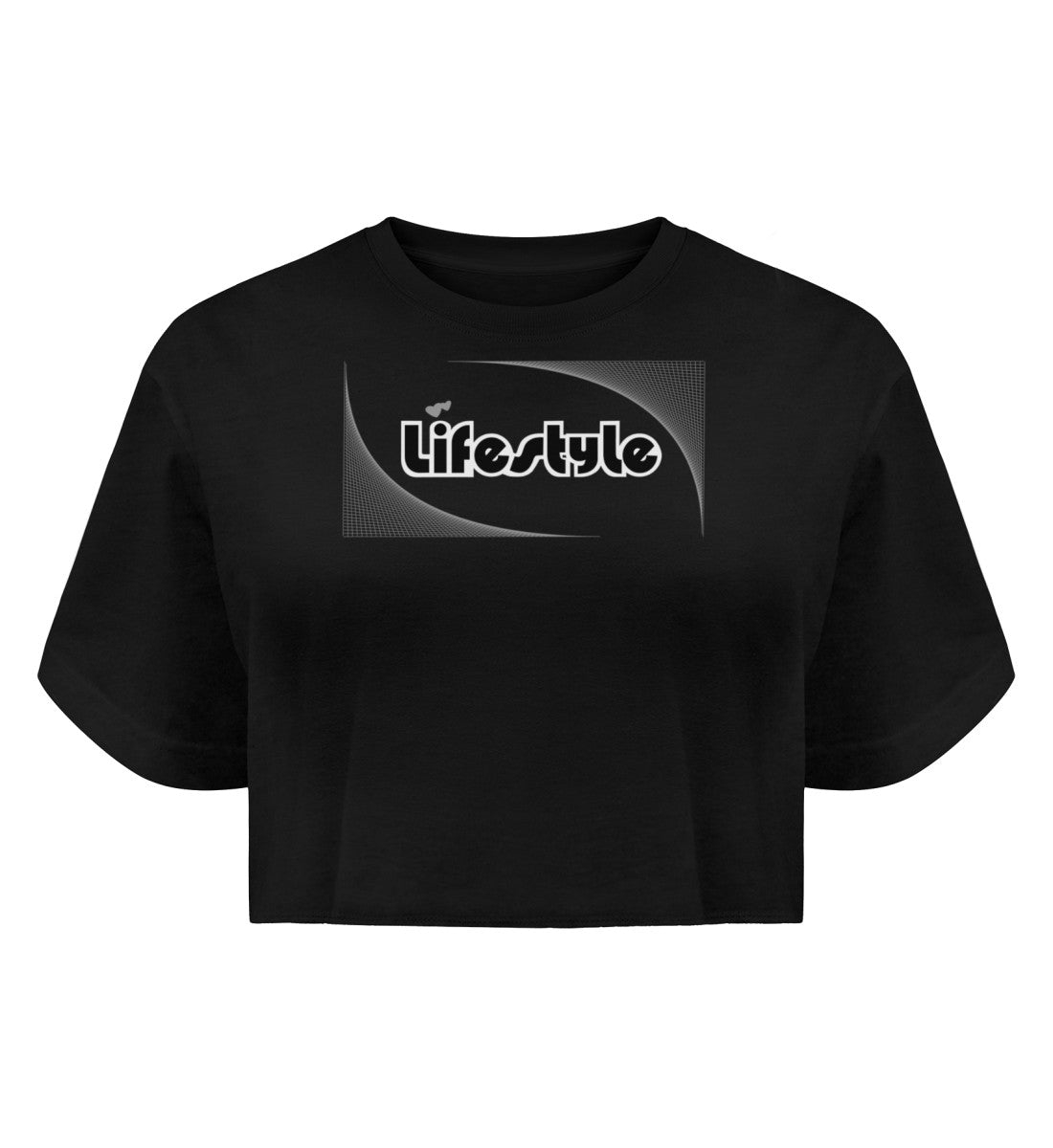 Boyfriend Organic Crop Top-Lifestyle in Black-16 mit LIFESTYLE Aufdruck von www.digiuliano.com