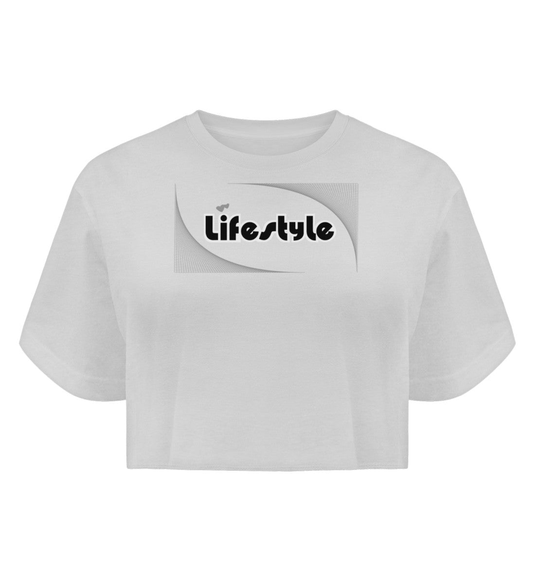 Boyfriend Organic Crop Top-Lifestyle in White-3 mit LIFESTYLE Aufdruck von www.digiuliano.com