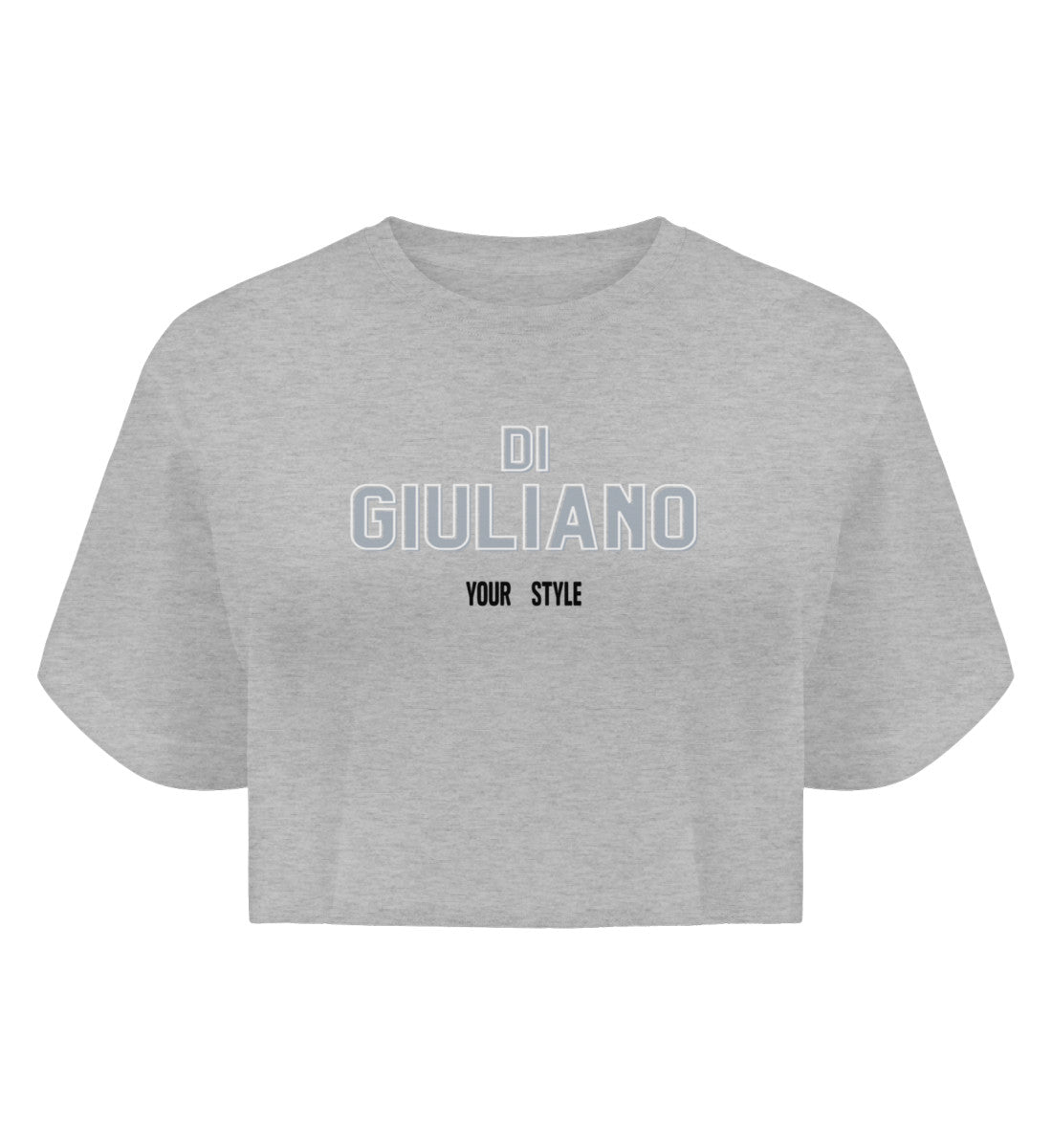 Crop Top Bio in Heather Grey-6892 mit Aufdruck von www.digiuliano.com