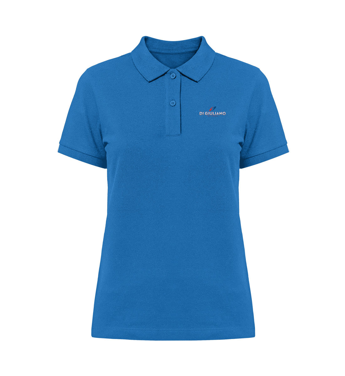 Nachhaltiges Damen Poloshirt aus Bio-Baumwolle in Königsblau (Royal Blue-6886) mit „Di Giuliano“ Bruststickerei, klassischer Schnitt, fair produziert von www.digiuliano.com