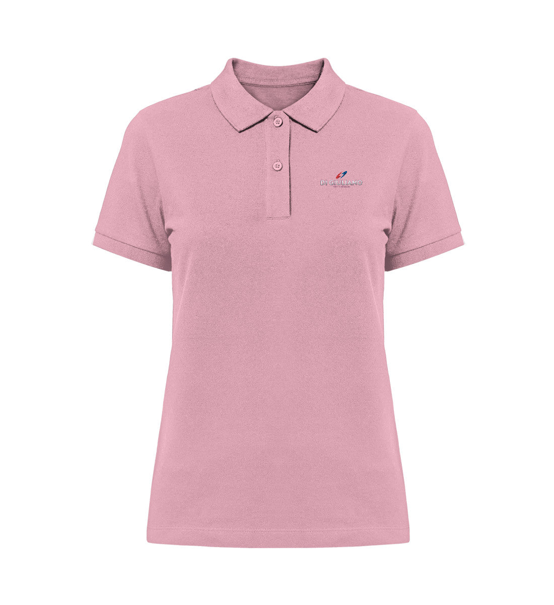 Damen Poloshirt aus Bio-Baumwolle in Pink (Cotton Pink-6903) mit „Di Giuliano“ Bruststickerei, klassischer Schnitt, fair produziert von www.digiuliano.com