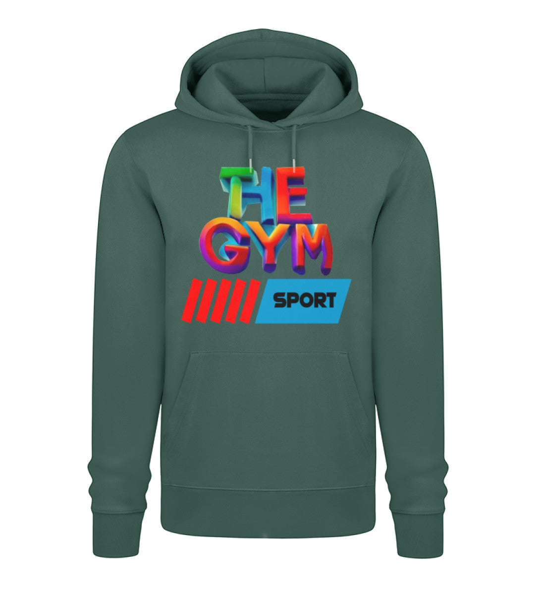 Nachhaltiger Damen Hoodie aus 100% Bio-Baumwolle in hochwertiger Verarbeitung, perfekt für Komfort und Umweltbewusstsein in Grün (Glazed Green-7112) mit THE-GYM-SPORT Aufdruck von www.digiuliano.com