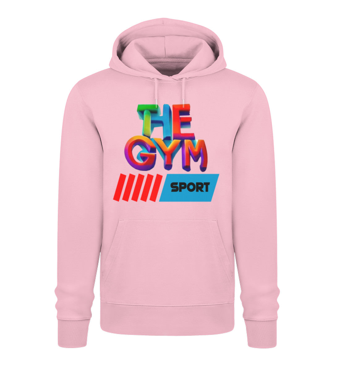 Nachhaltiger Damen Hoodie aus 100% Bio-Baumwolle in hochwertiger Verarbeitung, perfekt für Komfort und Umweltbewusstsein in Rose (Cotton Pink-6903) mit THE-GYM-SPORT Aufdruck von www.digiuliano.com