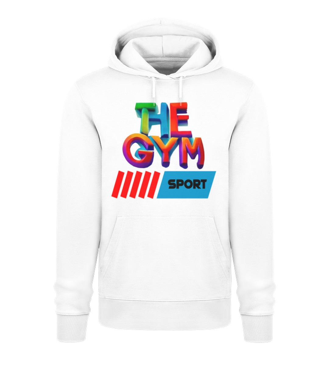 Nachhaltiger Damen Hoodie aus 100% Bio-Baumwolle in hochwertiger Verarbeitung, perfekt für Komfort und Umweltbewusstsein in Weiß (White-3) mit THE-GYM-SPORT Aufdruck von www.digiuliano.com