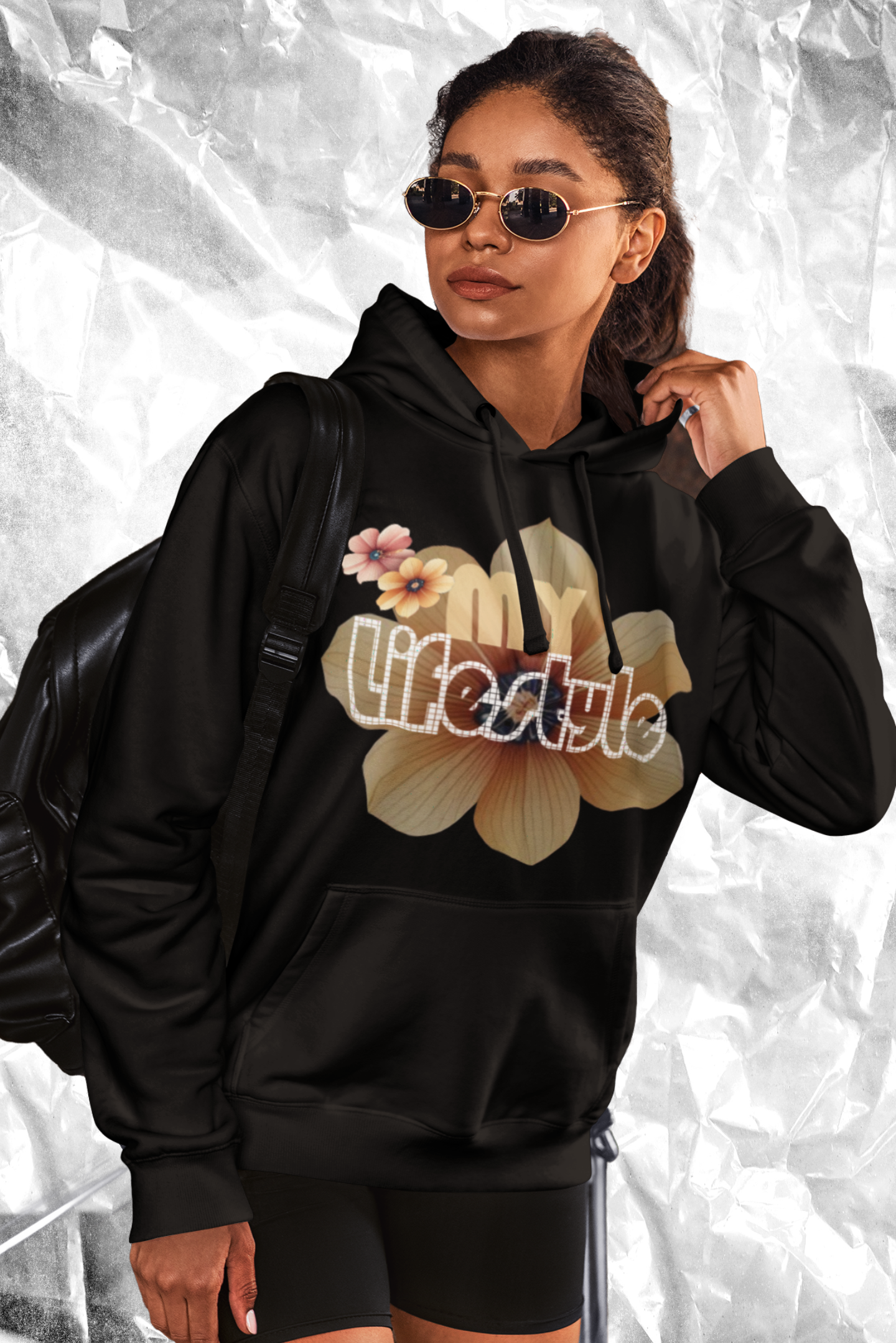 Unisex Premium Organic Hoodies Damen in Black-16 mit MY LIFESTYLE Aufdruck