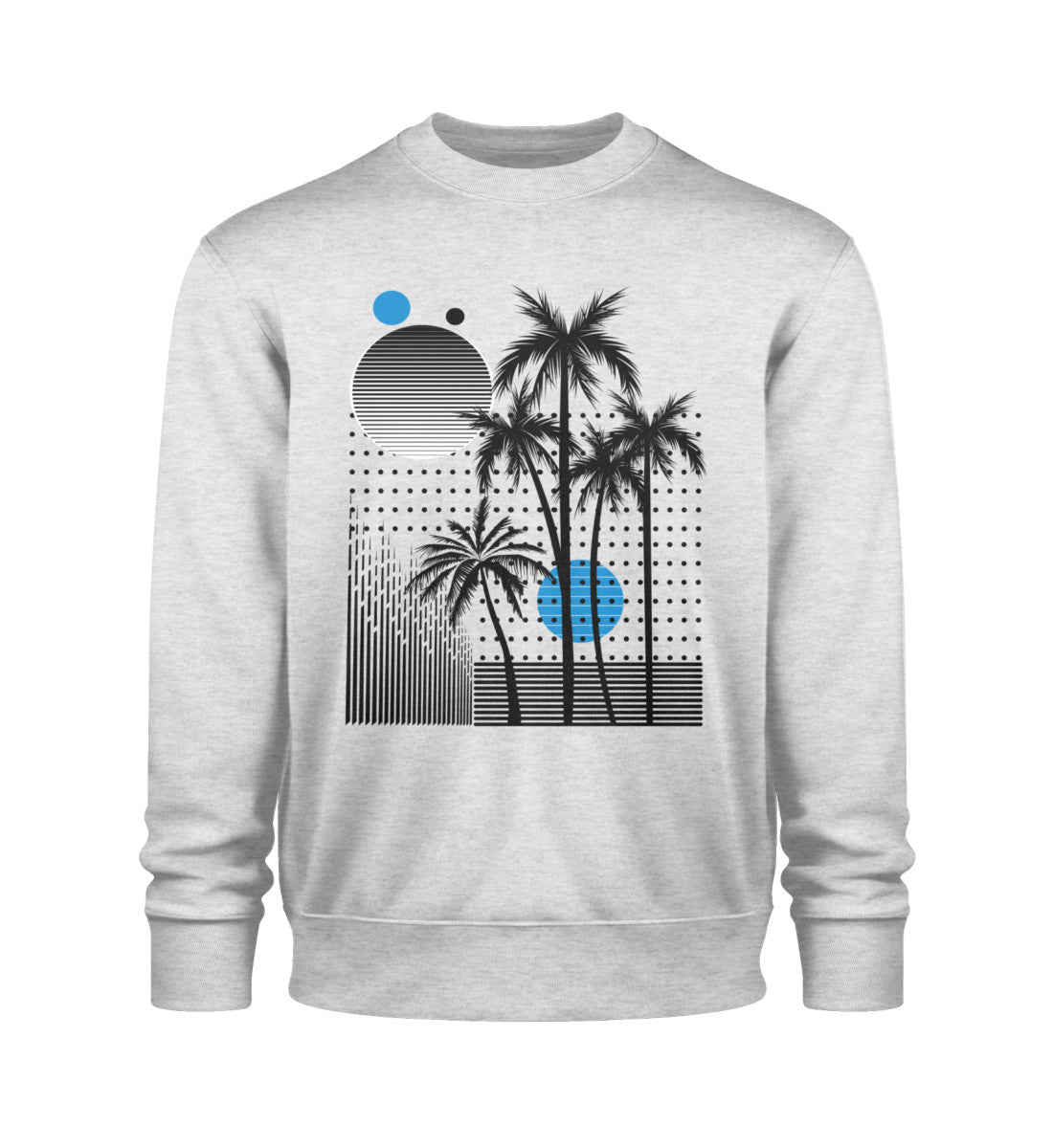 Nachhaltiges Bio-Sweatshirt für Damen mit Palmen- und Wellen-Design, 100 % Bio-Baumwolle in Heather Grey-6892 von www.digiuliano.com