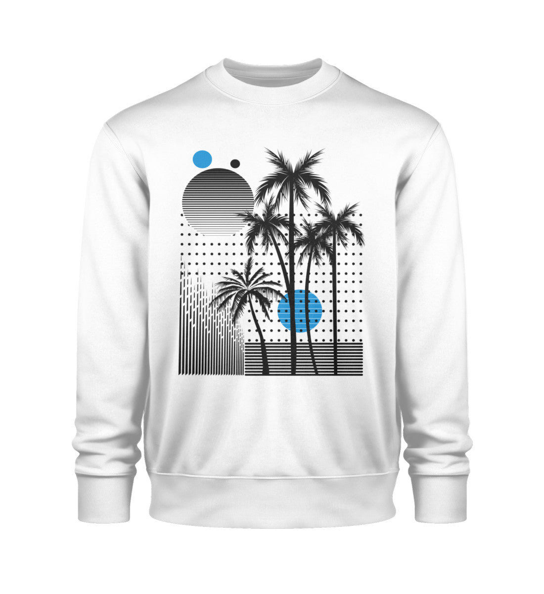 Nachhaltiges Bio-Sweatshirt für Damen mit Palmen- und Wellen-Design, 100 % Bio-Baumwolle in White-3 von www.digiuliano.com