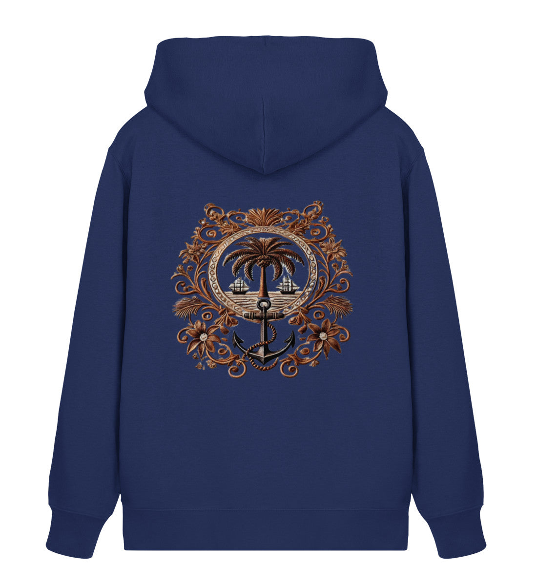 Nachhaltiger Bio-Hoodie Damen mit maritimem Design French Navy von www.digiuliano.com