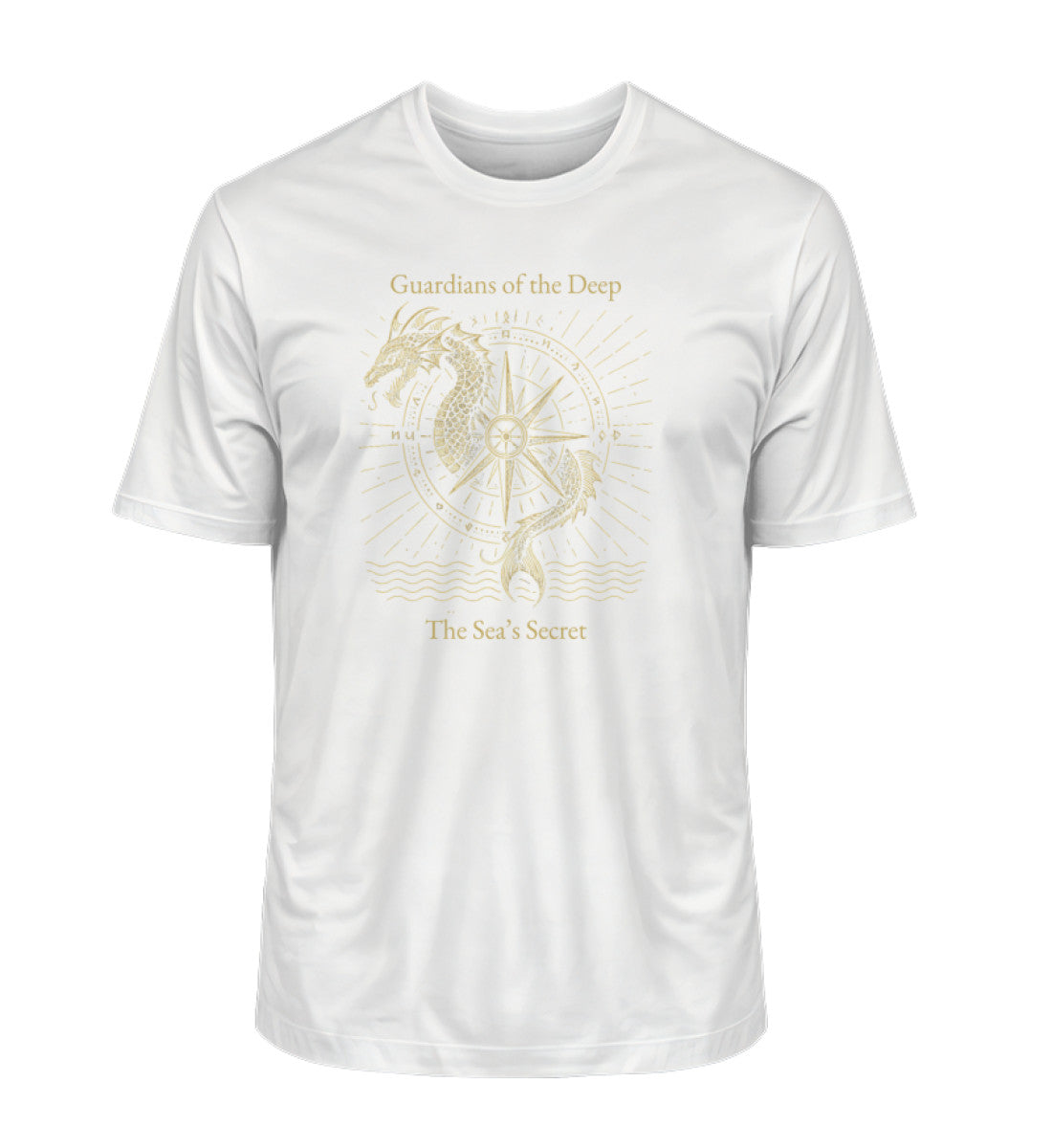 Maritimes Bio-T-Shirt in Altweiß (Off White-7218) mit ‘Guardians of the Deep’-Print“ von www.digiuliano.com