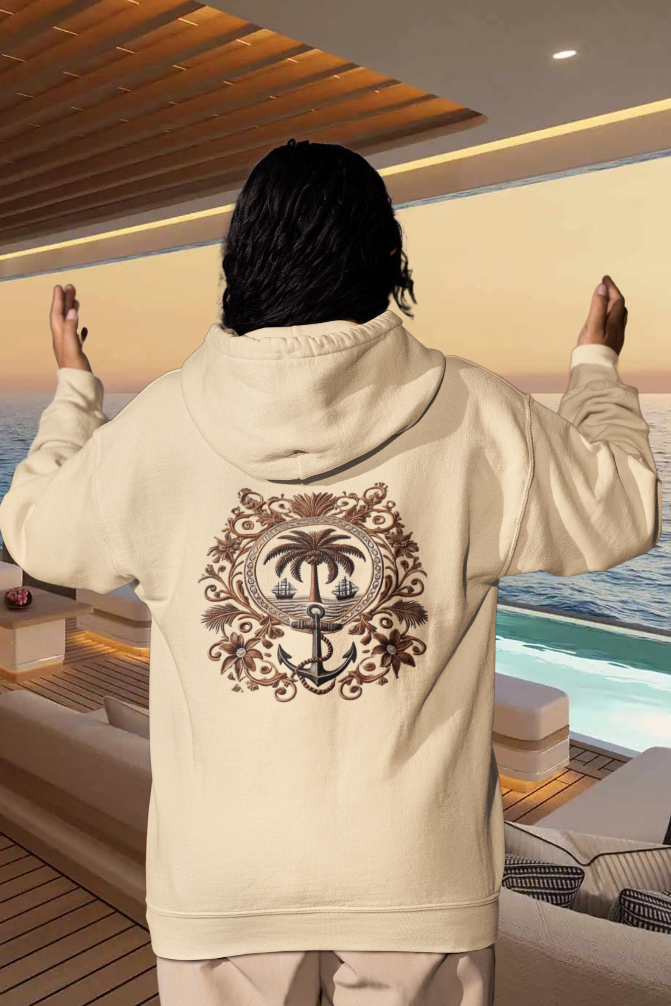Nachhaltiger Maritim Bio-Zipper-Hoodie Damen Natural Raw-7131 von www.digiuliano.com