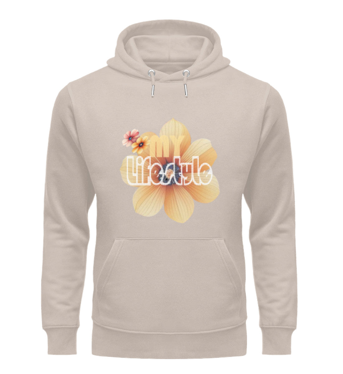 Unisex Premium Bio Hoodies Damen in Desert Dust-7013 mit MY LIFESTYLE Aufdruck