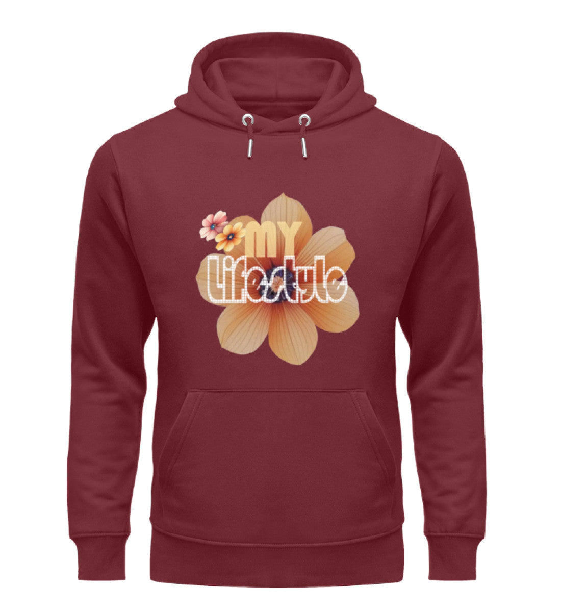 Unisex Premium Bio Hoodies Damen in Burgundy-6883 mit MY LIFESTYLE Aufdruck