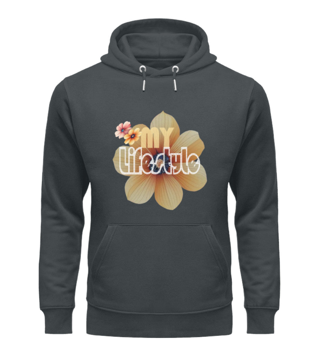 Unisex Premium Bio Hoodies Damen in India Ink Grey-7147 mit MY LIFESTYLE Aufdruck