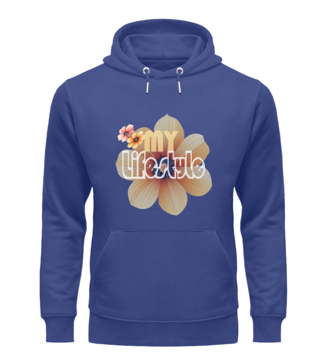 Unisex Premium Bio Hoodies Damen in Worker Blue-7217 mit MY LIFESTYLE Aufdruck