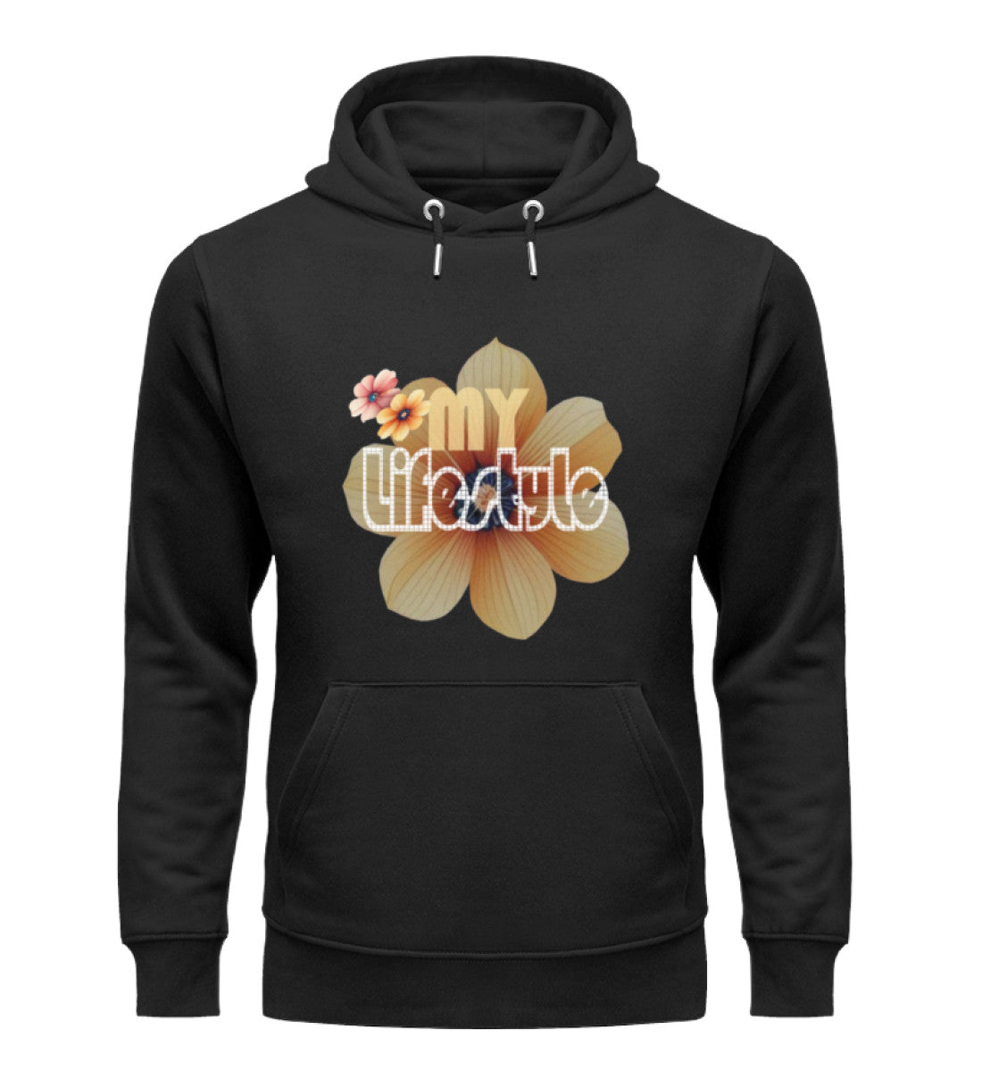 Unisex Premium Bio Hoodies Damen in Black-16 mit MY LIFESTYLE Aufdruck