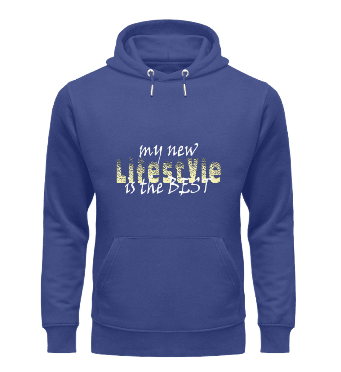 Unisex Bio Hoodie für Damen mit dem Aufdruck „My Lifestyle is the best in Blau (Worker Blue-7217) von www.digiuliano.com