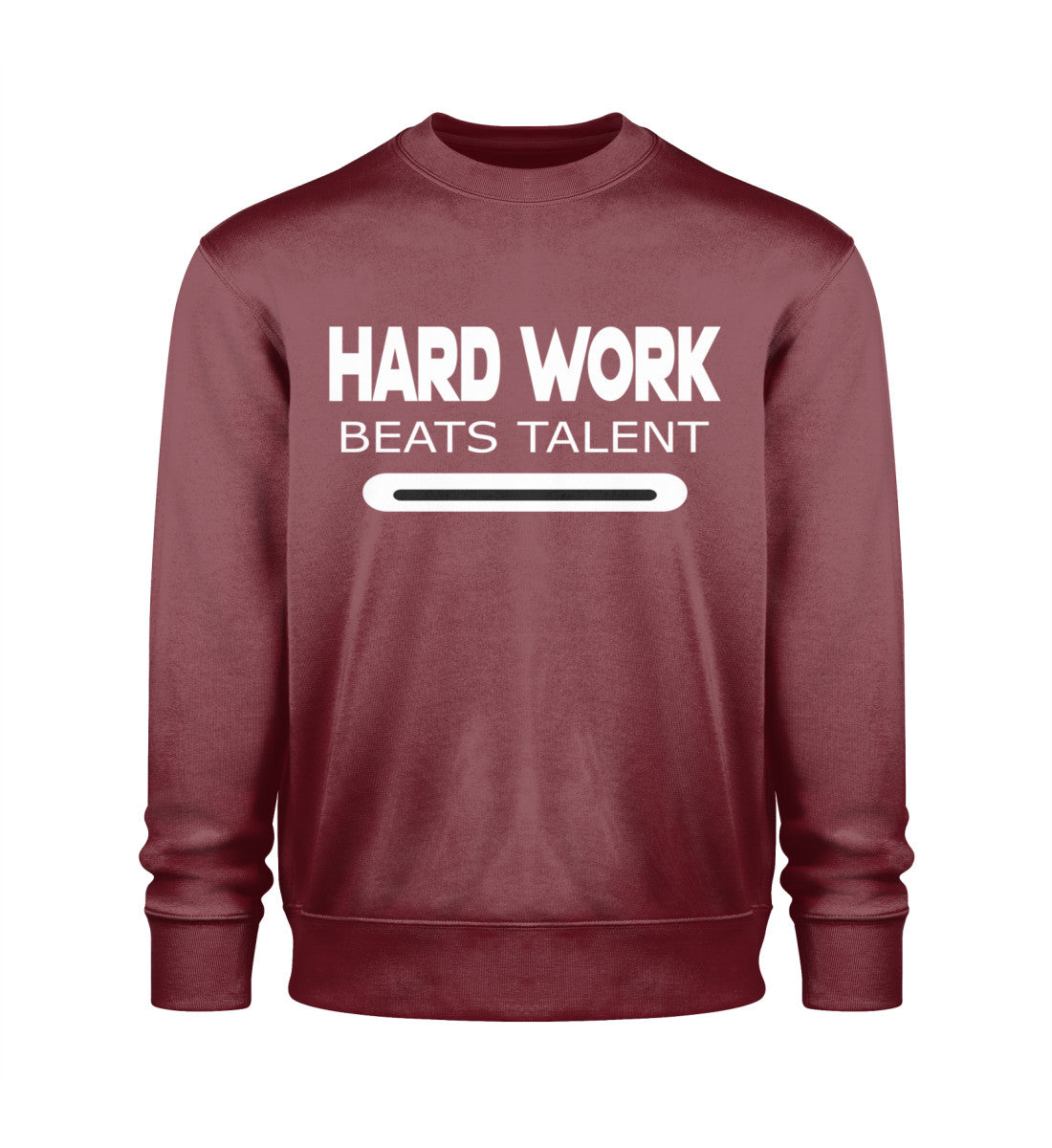Unisex Organische Sweatshirts Herren in Burgundy-6883 mit HARD WORK BEATS TALENT Aufdruck von www.digiuliano.com