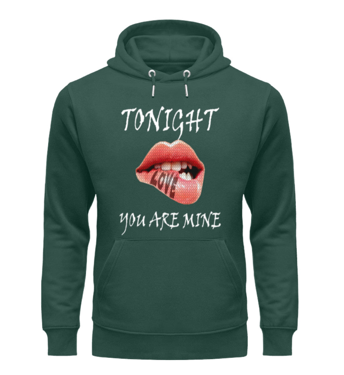 Unisex Premium Bio Hoodies Damen in Glazed Green-7112 mit TONIGHT-YOU-ARE-MINE Aufdruck