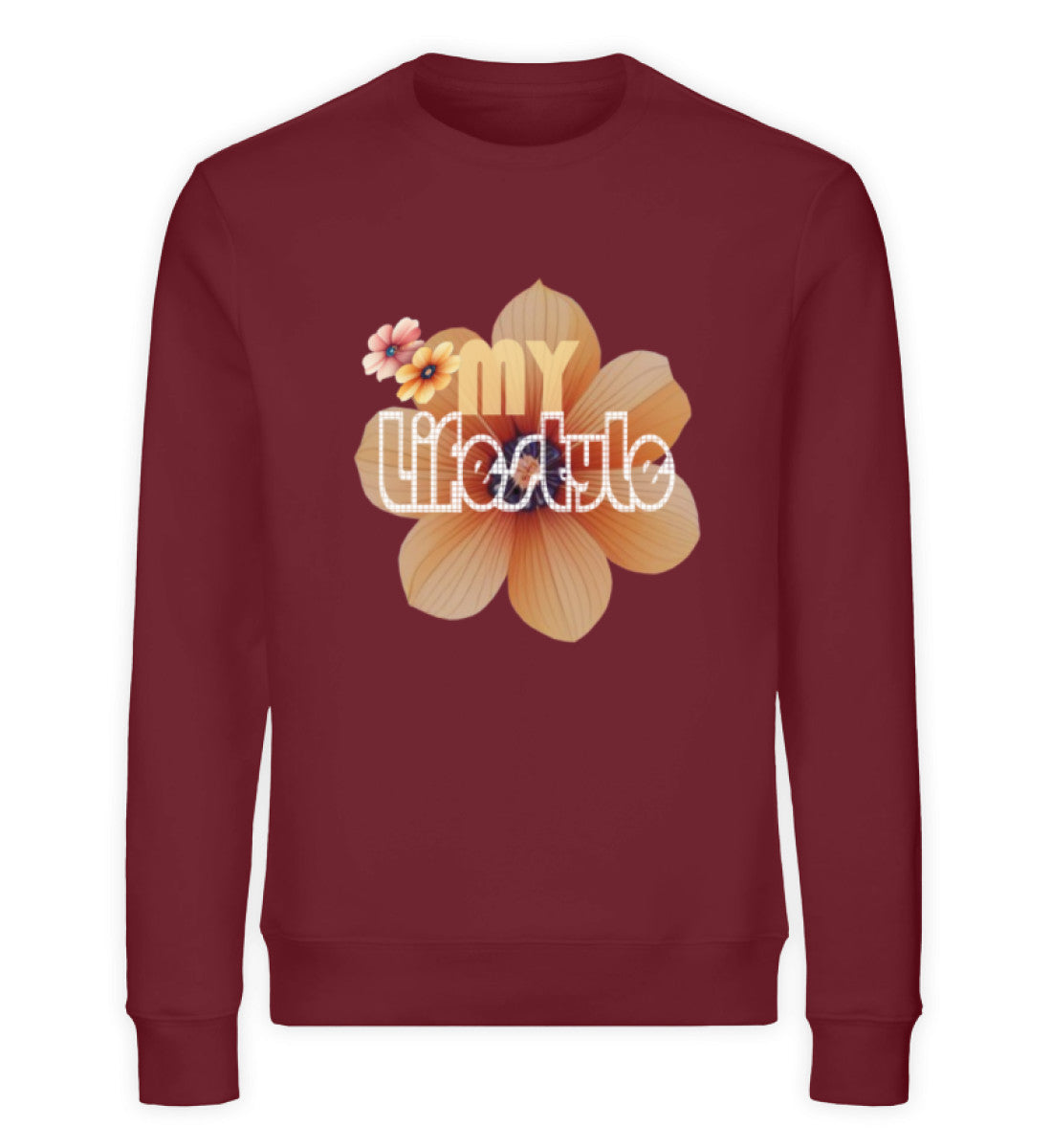 Unisex Premium Bio Sweatshirts Damen in Burgundy-6883 mit MY LIFESTYLE Aufdruck