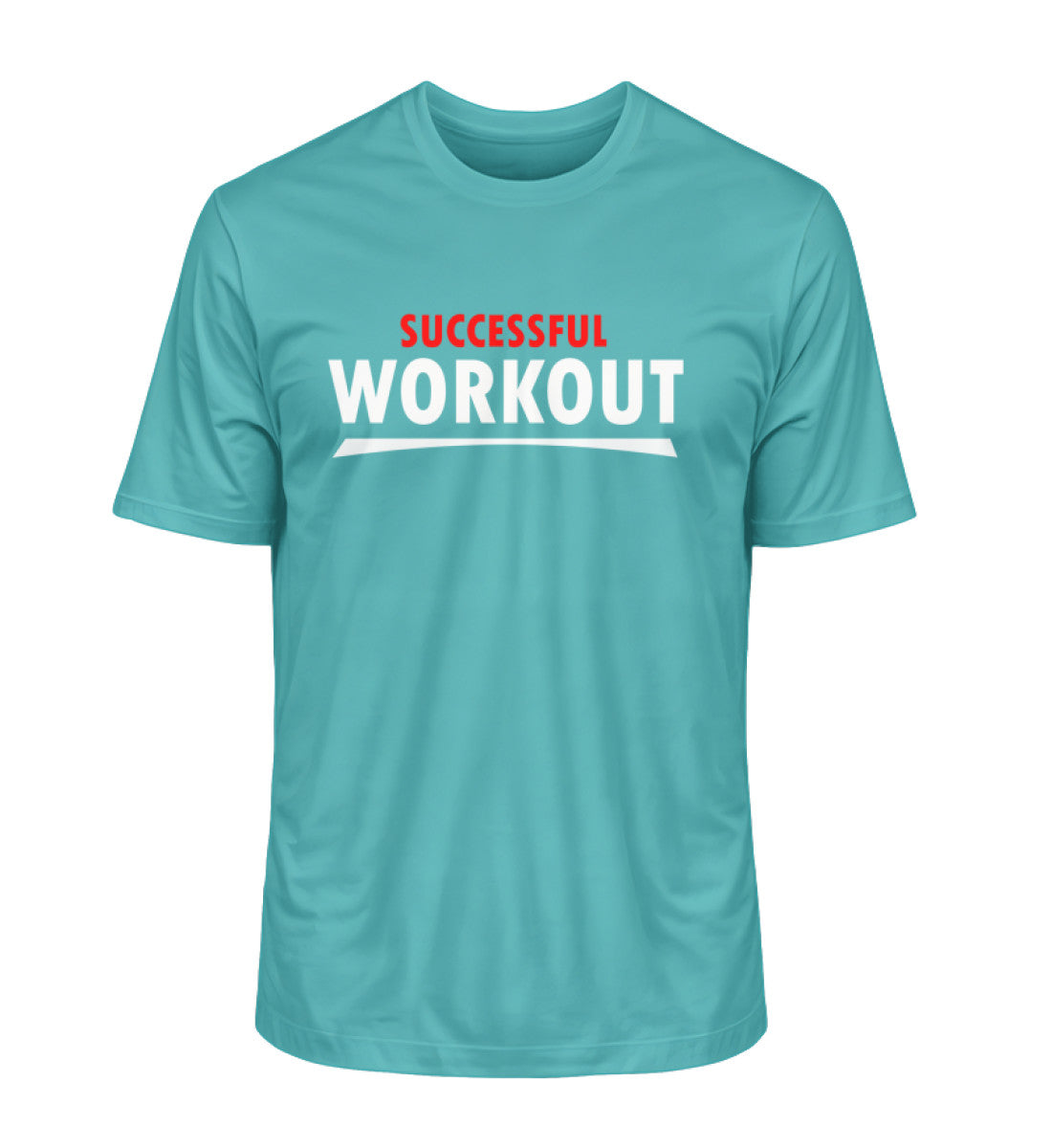 Nachhaltiges Premium Bio-T-Shirt für Herren mit SUCCESSFUL-WORKOUT Aufdruck in Blaugrün (Aqua Blue-7235) von www.digiuliano.com