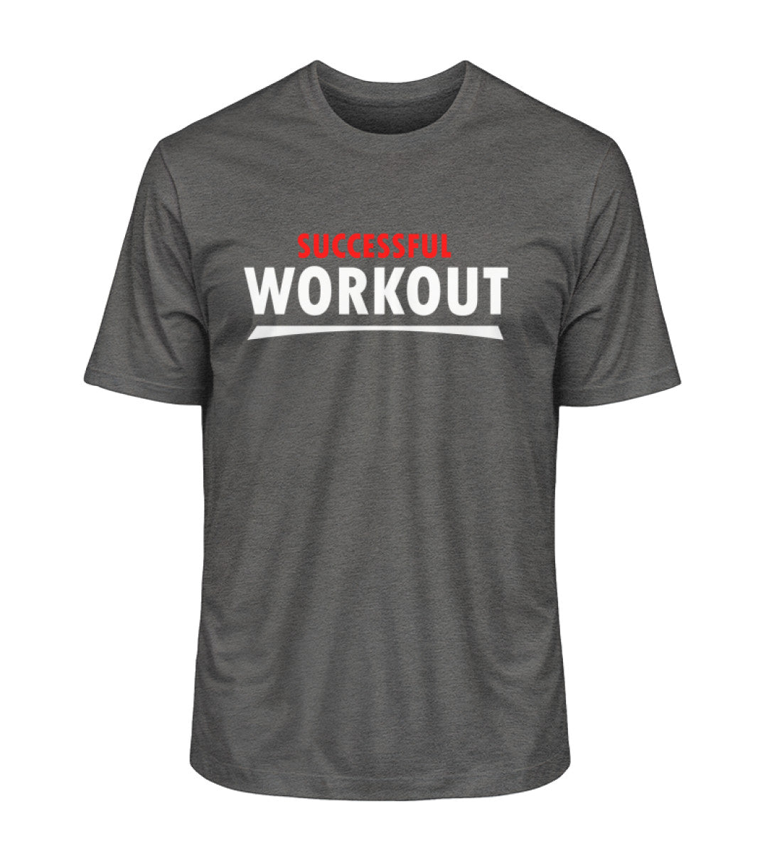 Nachhaltiges Premium Bio-T-Shirt für Herren mit SUCCESSFUL-WORKOUT Aufdruck in Grau (Dark Heather Grey-6898) von www.digiuliano.com