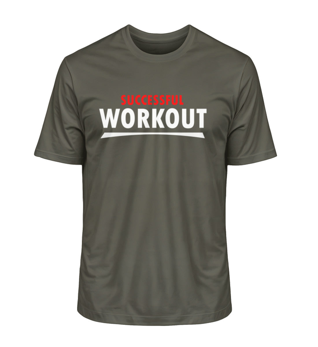 Nachhaltiges Premium Bio-T-Shirt für Herren mit SUCCESSFUL-WORKOUT Aufdruck in Olivegrün (Khaki-7151) von www.digiuliano.com