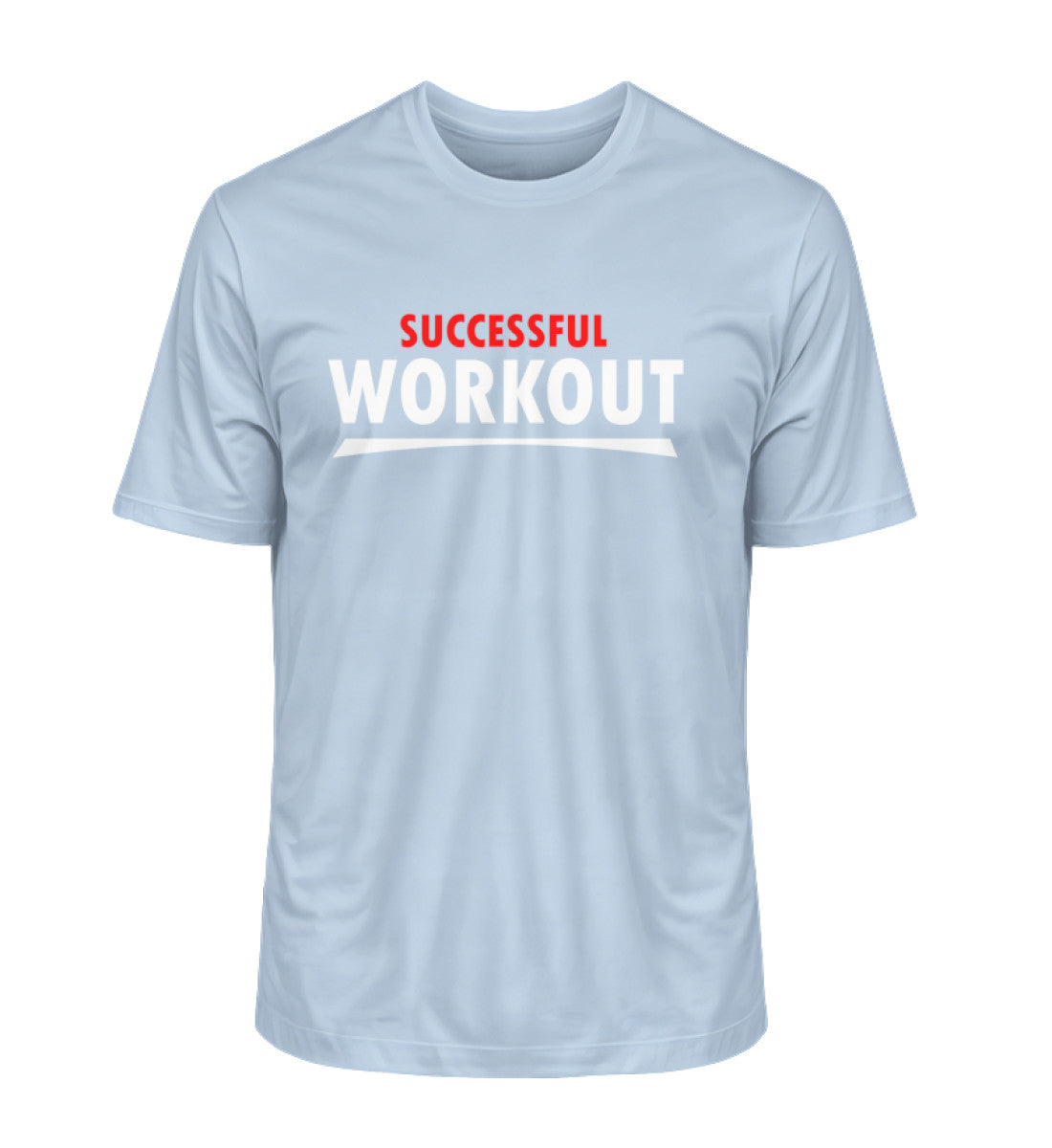 Nachhaltiges Premium Bio-T-Shirt für Herren mit SUCCESSFUL-WORKOUT Aufdruck in Hellblau (Blue Soul-7317) von www.digiuliano.com