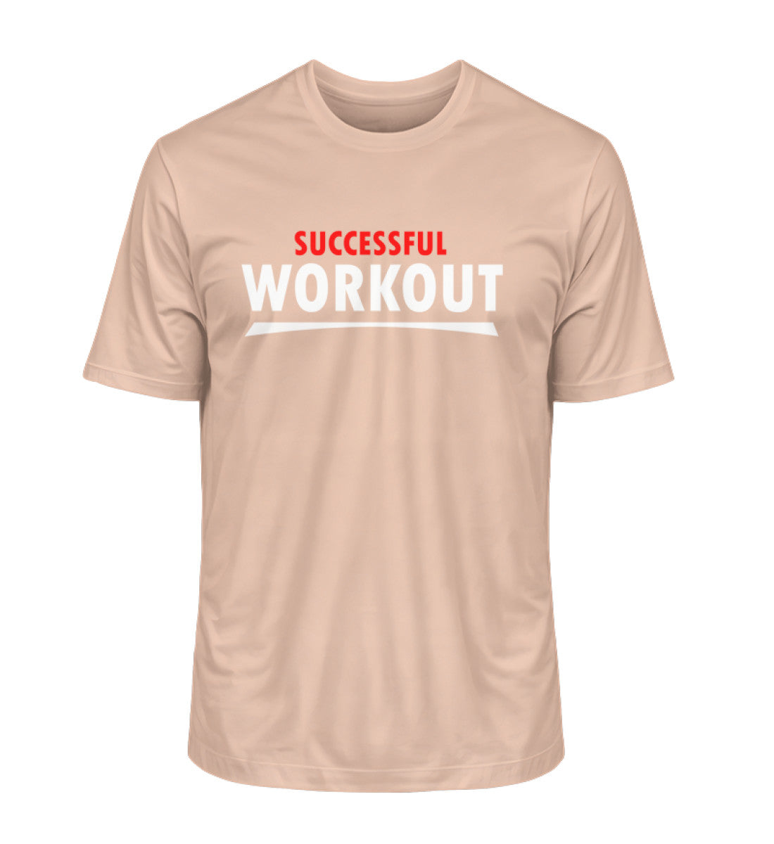 Nachhaltiges Premium Bio-T-Shirt für Herren mit SUCCESSFUL-WORKOUT Aufdruck in Pfirsich (Fraiche Peche-7305) von www.digiuliano.com