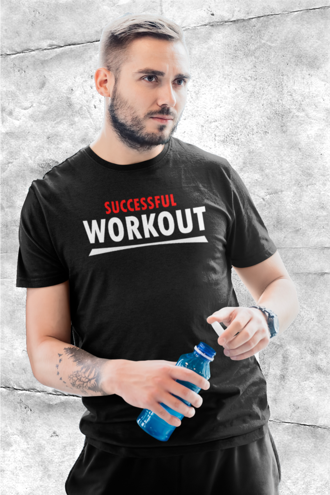 Nachhaltiges Premium Bio-T-Shirt für Herren in Anthracite mit SUCCESSFUL-WORKOUT Aufdruck in Schwarz (Black-16) mit SUCCESSFUL-WORKOUT Aufdruck von www.digiuliano.com