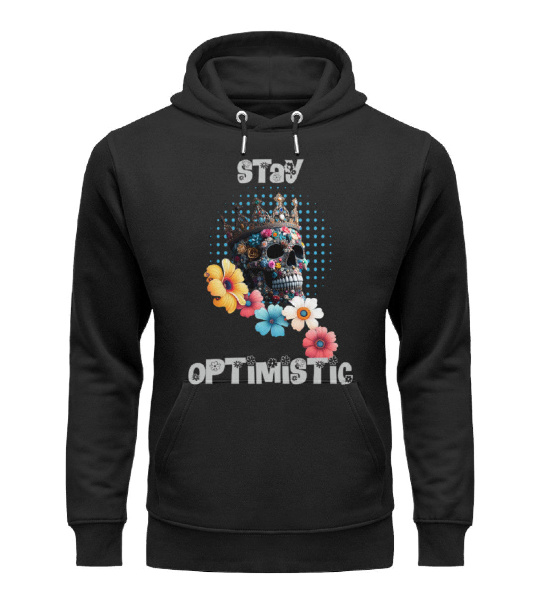 Unisex Premium Bio Hoodies Damen in Black-16 mit STAY-OPTIMISTIC Aufdruck