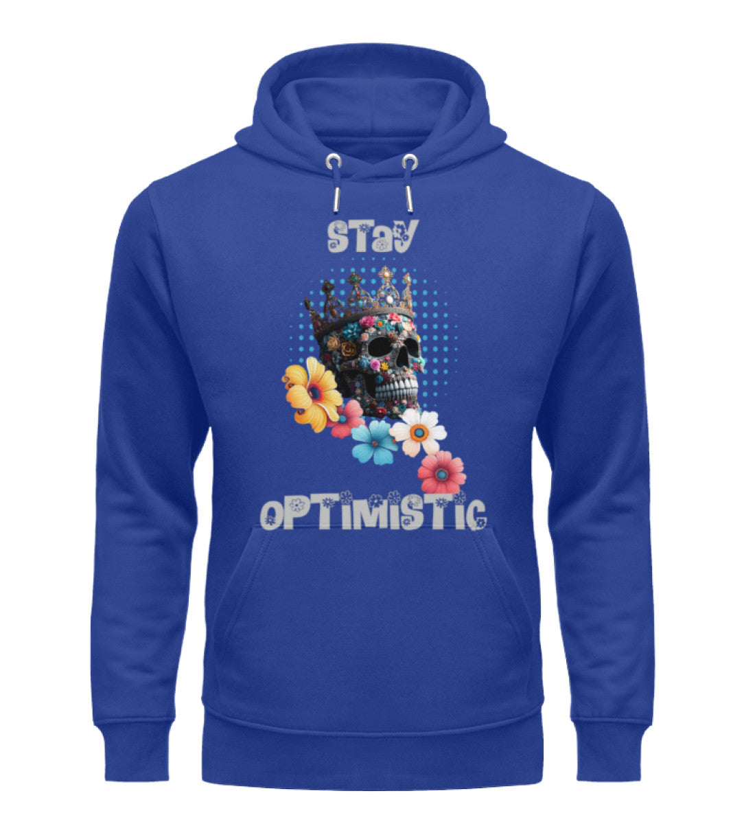 Unisex Premium Bio Hoodies Damen in Royal Blue-668 mit STAY-OPTIMISTIC Aufdruck