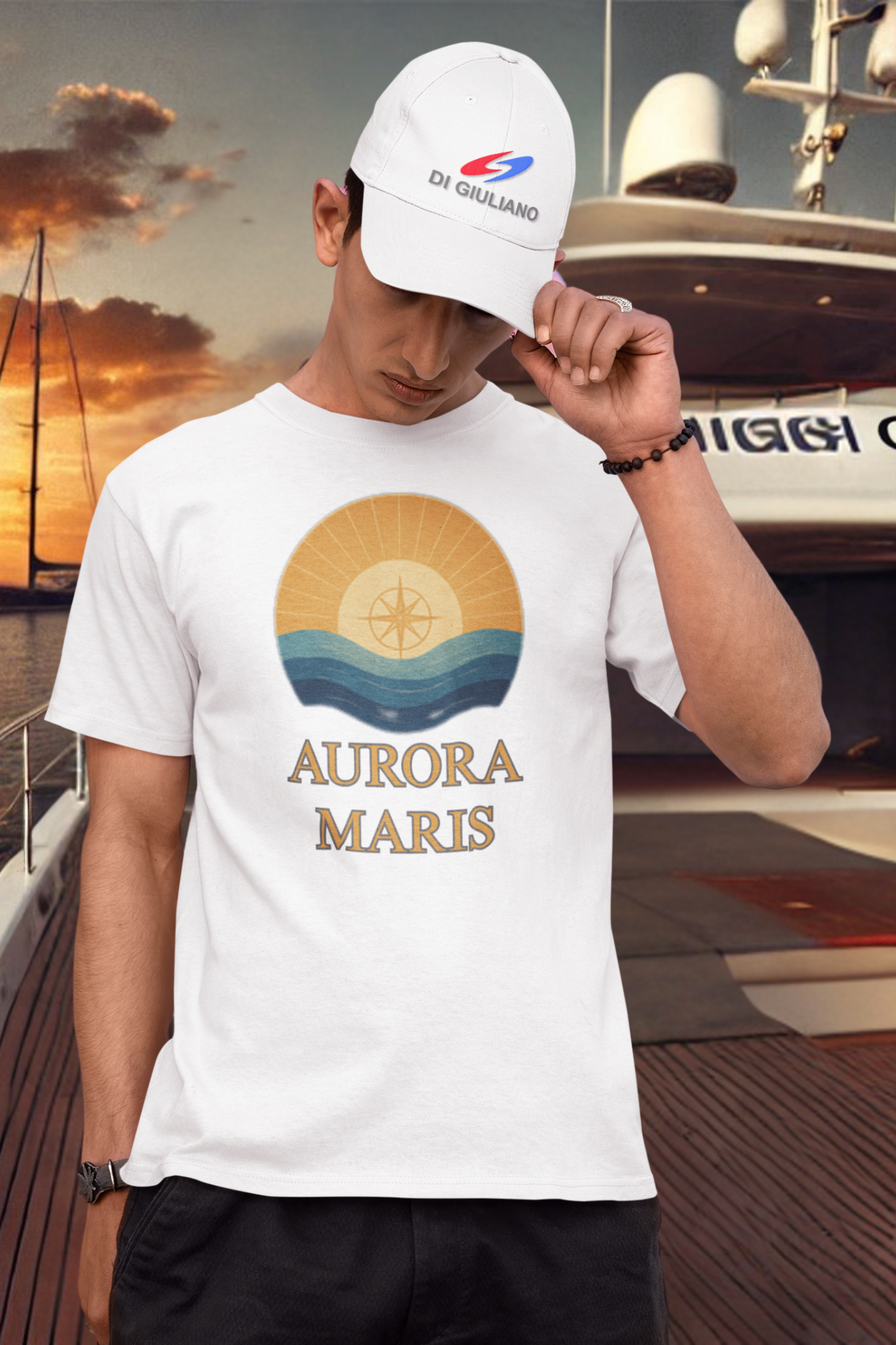 Maritimes Herren Organic Shirt mit AURORA MARIS-(Morgendämmerung des Meeres) Aufdruck von www.digiuliano.com