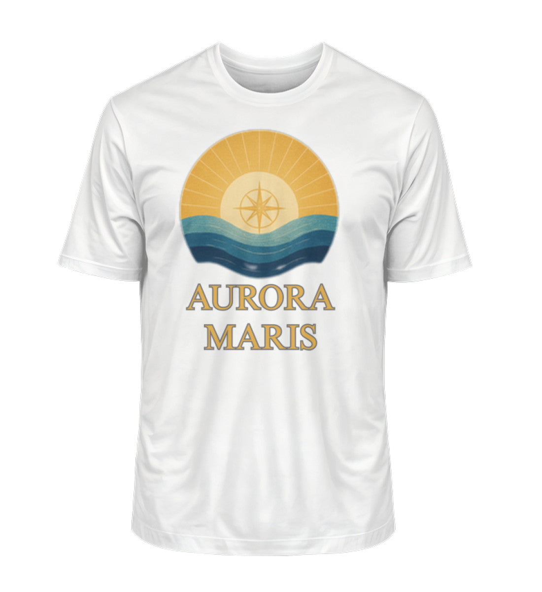 Maritimes Herren Organic Shirt mit AURORA MARIS-(Morgendämmerung des Meeres) Aufdruck in Weiß (White-3) von www.digiuliano.com