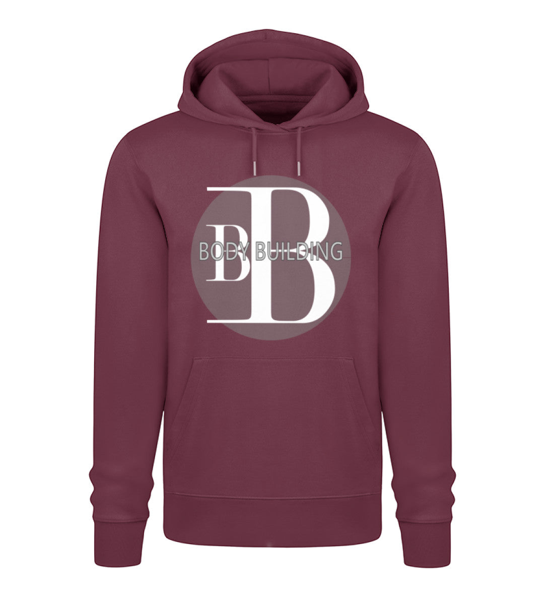 Hochwertiger Unisex Bodybuilding Hoodie aus 100% Bio-Baumwolle – nachhaltig, bequem und perfekt für Training & Alltag in Dunkelrot (Burgundy-839) von www.digiuliano.com