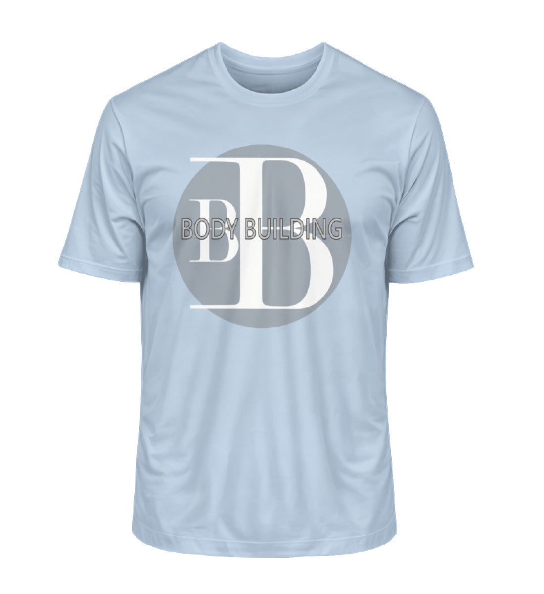 Bodybuilding Premium Organic T-Shirt für Herren aus 100% Bio-Baumwolle, nachhaltig und komfortabel in Blue Soul-7317 mit Body Building Aufdruck