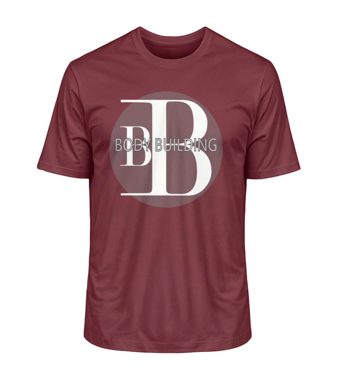 Bodybuilding Premium Organic T-Shirt für Herren aus 100% Bio-Baumwolle, nachhaltig und komfortabel in Dunkelrot (Burgundy-6883) von www.digiuliano.com