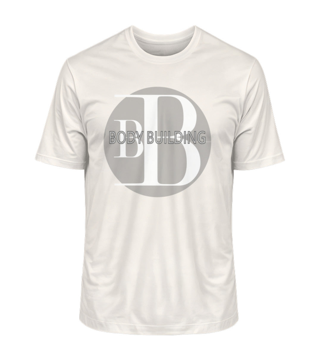 Bodybuilding Premium Organic T-Shirt für Herren aus 100% Bio-Baumwolle, nachhaltig und komfortabel in Kreidefarbe (Vintage White-6881) von www.digiuliano.com