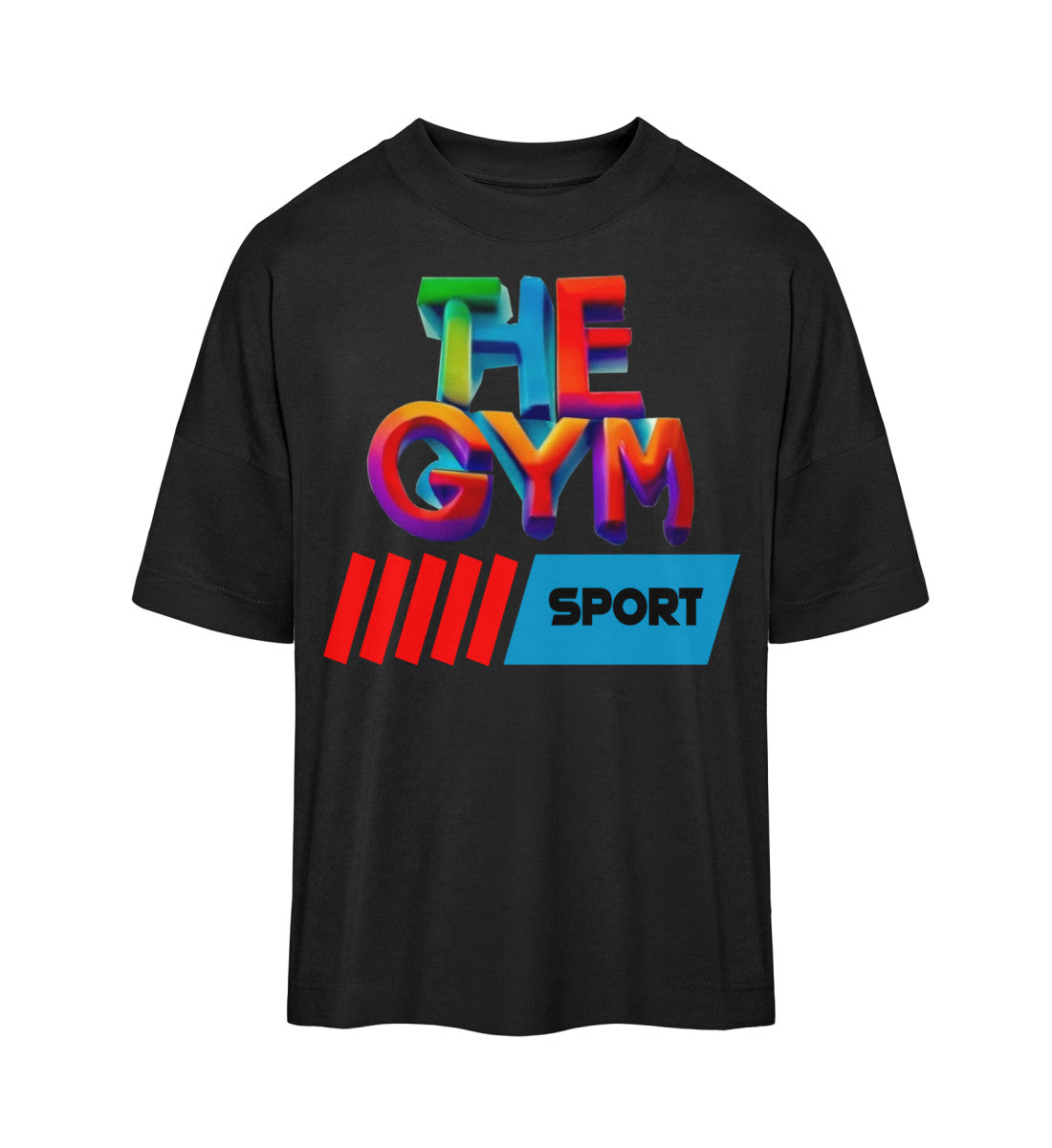 Nachhaltiges Damen-Oversized-T-Shirt aus 100% Bio-Baumwolle in  Schwarz (Black-16) mit THE-GYM-SPORT Aufdruck von www.digiuliano.com