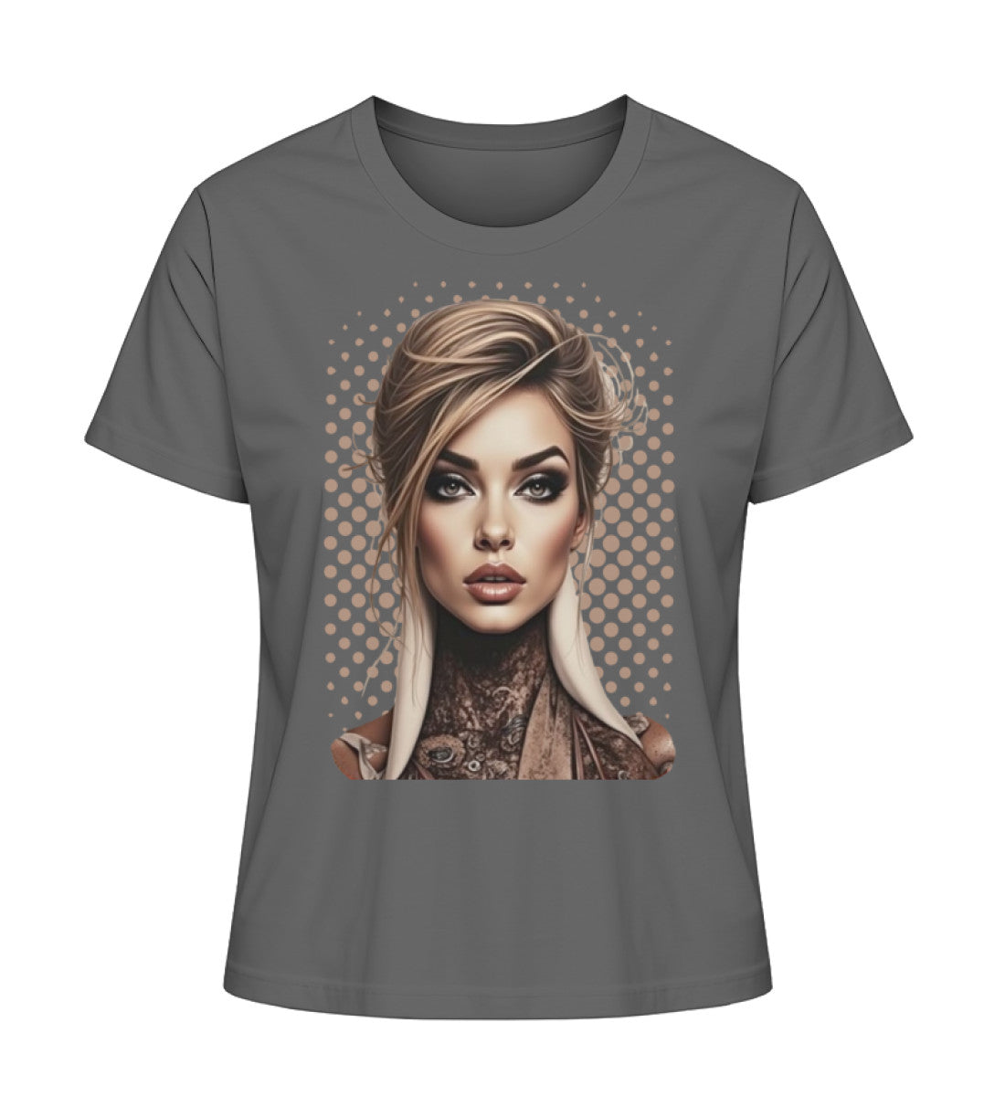 Damen Bio-Shirt mit Statement „Sanft. Stark. Unvergesslich.“ – nachhaltig & stilvoll in Dunkelgrau Anthracite-6896) von www.digiuliano.com