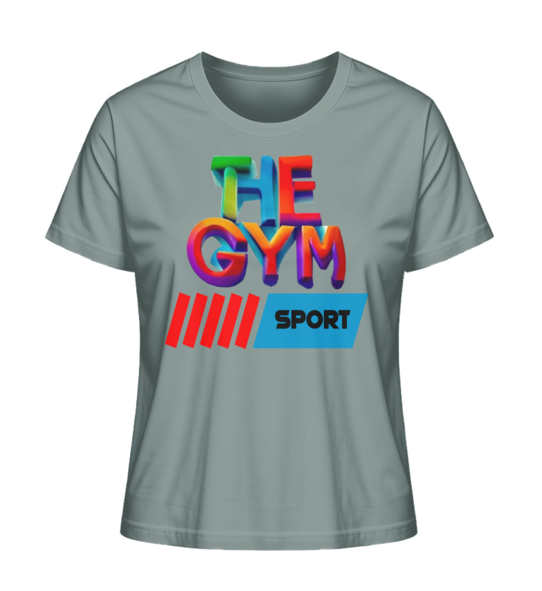 Stilvolles Premium Organic T-Shirt für Damen aus 100% Bio-Baumwolle mit "THE GYM"-Aufdruck in Green Bay-7309 mit THE-GYM-SPORT Aufdruck von www.digiuliano.com