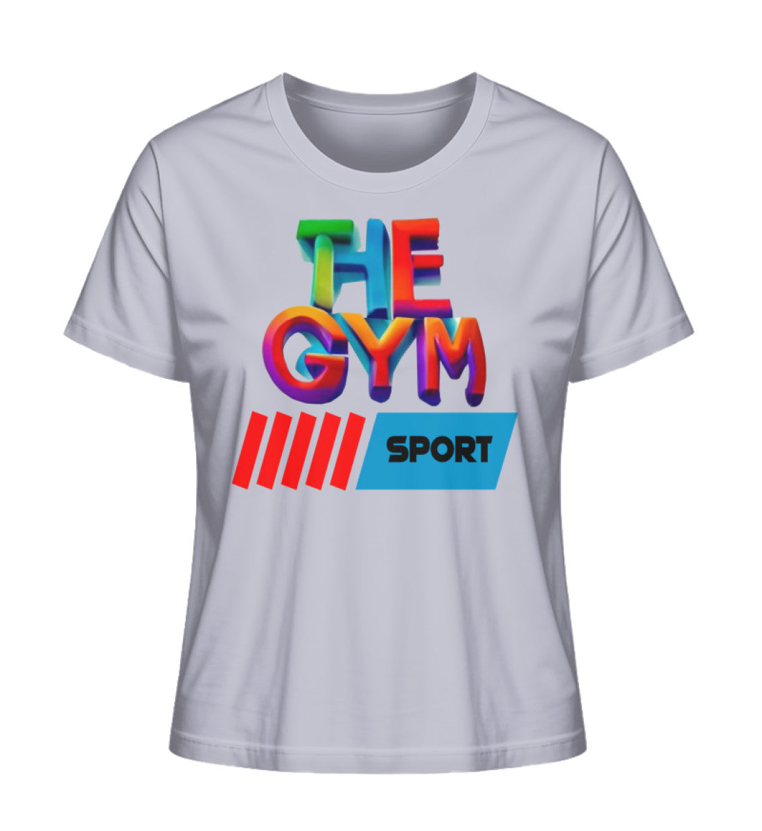 Stilvolles Premium Organic T-Shirt für Damen aus 100% Bio-Baumwolle mit "THE GYM"-Aufdruck in Lavendel (Lavender-7307) mit THE-GYM-SPORT Aufdruck von www.digiuliano.com