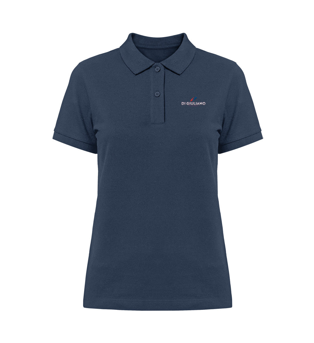 Nachhaltiges Damen Poloshirt aus Bio-Baumwolle in Marine (French Navy-7058)  mit „Di Giuliano“ Bruststickerei, klassischer Schnitt, fair produziert von www.digiuliano.com